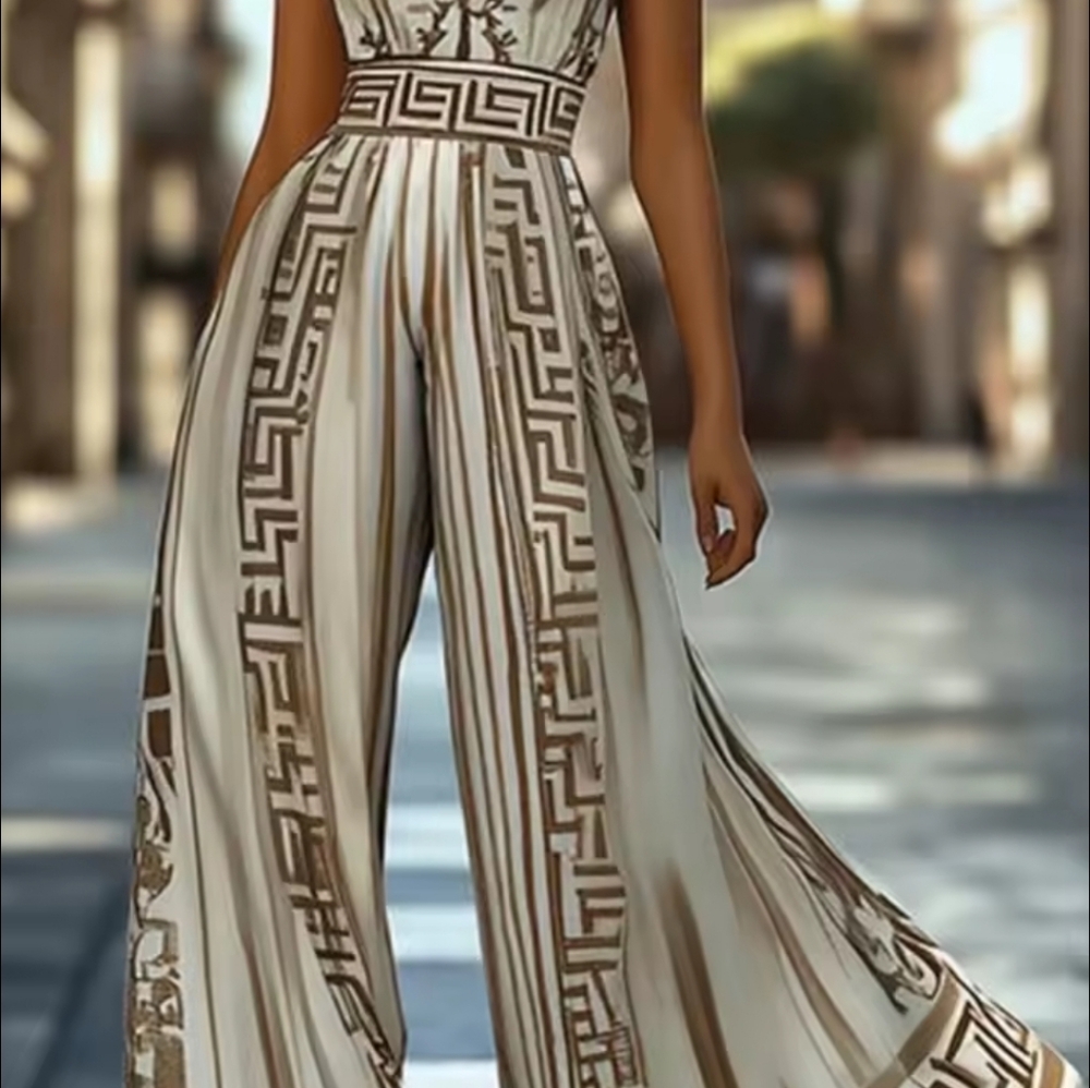 Jumpsuits for Woman Halter Neck JumpsuitSummer New Fashion Sleeveless Geometric - Picture 5 of 5